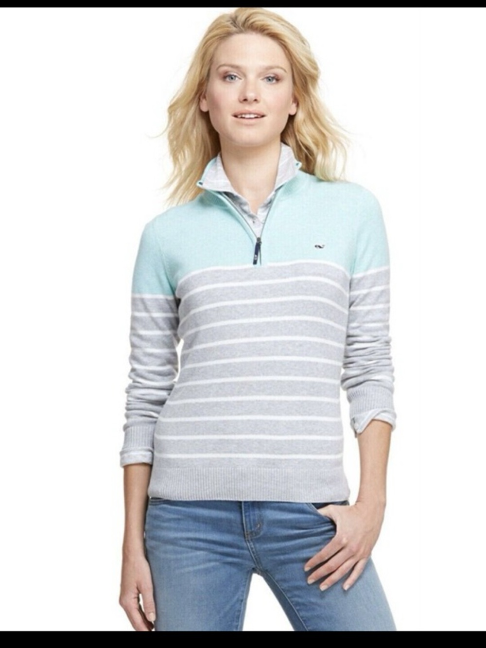 Vineyard Vines 1/4 zip striped sweater